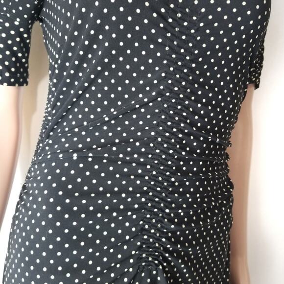 TOPSHOP | Polka-dot Asymmetrical Dress with Stretch and Shirring 50s Retro - Picture 4 of 6